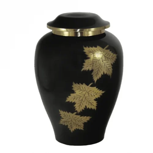 Late Autumn Black Cremation Urn